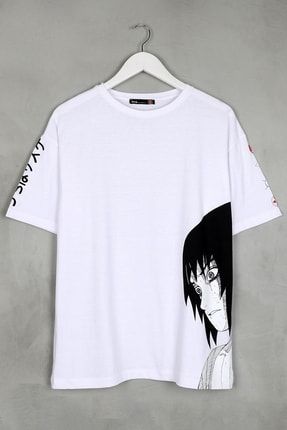 Sasuke Kol Detaylı Beyaz Oversize Unisex Tshirt 816E0673