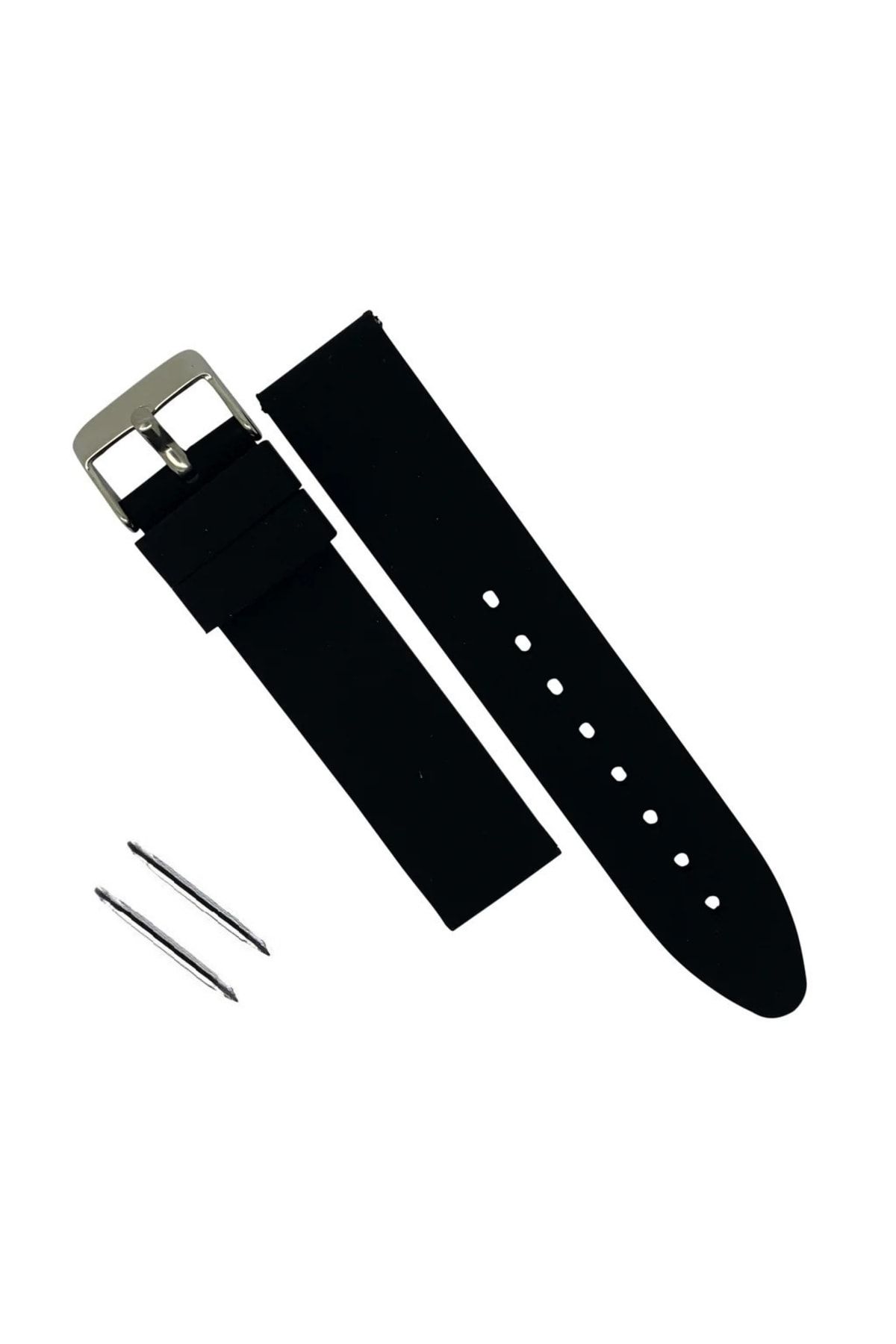 onlinekordon Fossil Watch Compatible 22mm Black Silicone Watch