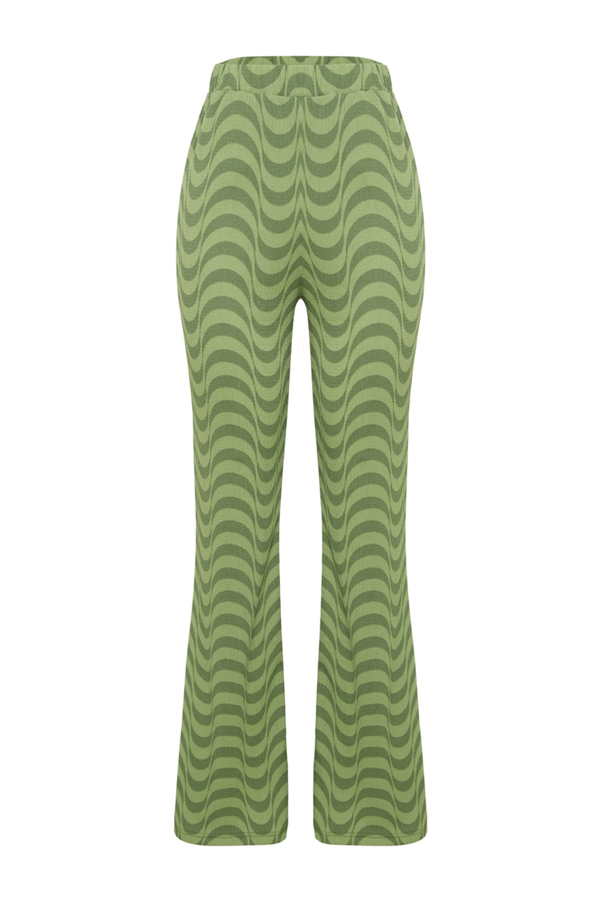 Trendyolmilla  Yeşil Bürümcük Wide Leg/Rahat Kesim Yüksek Bel Örme Pantolon TWOSS23PL00085 - Görsel 6