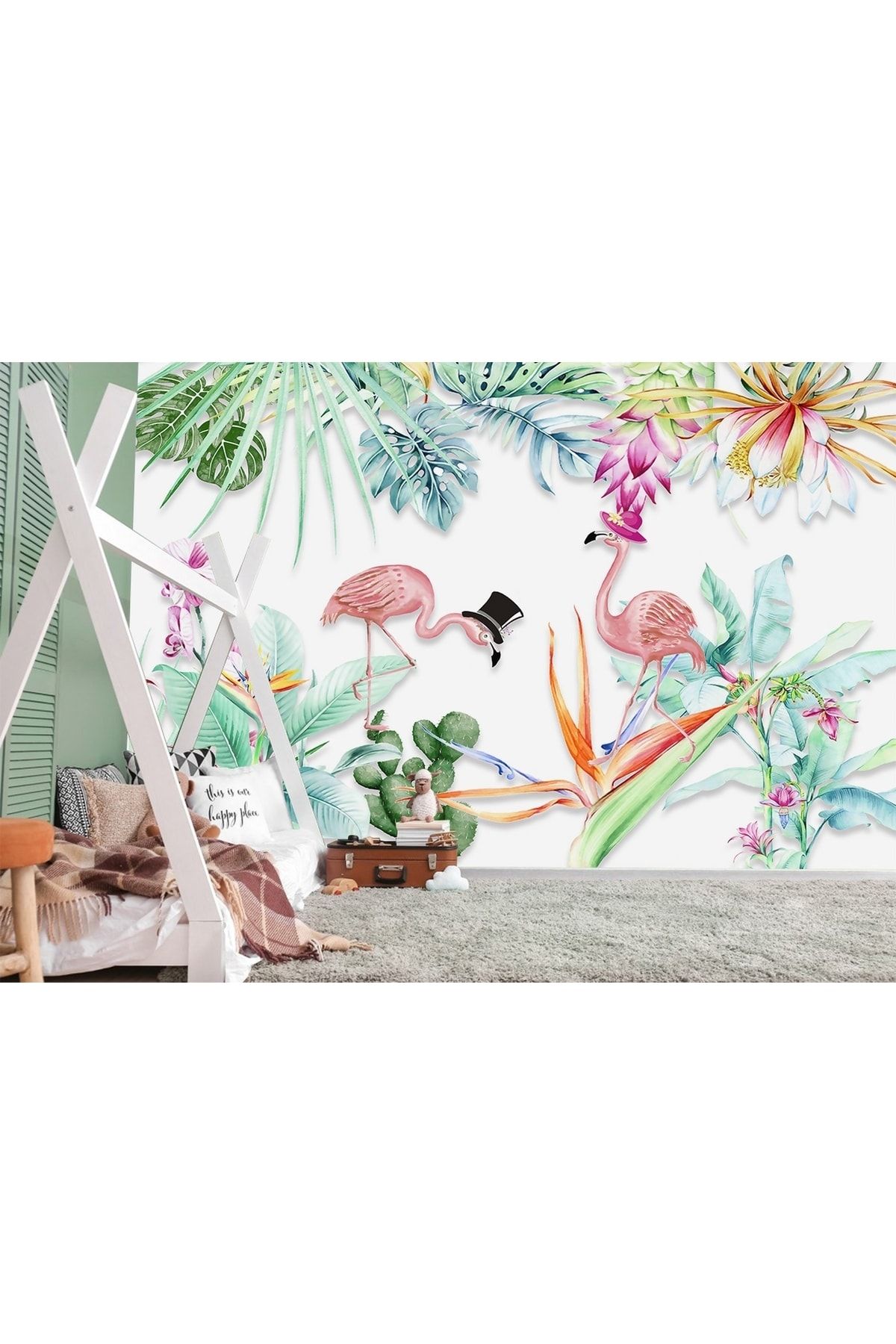 ARSLAN DEKOR-Cute Flamingos Pattern Wallpaper 3