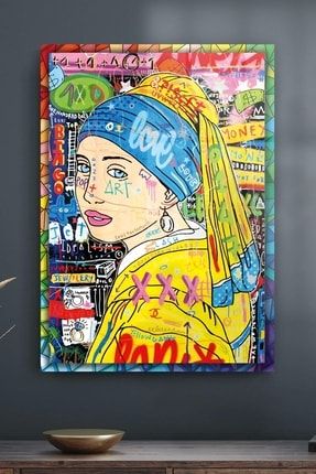 Cam Tablo Pop Art Küpeli Kız DCVT-1780