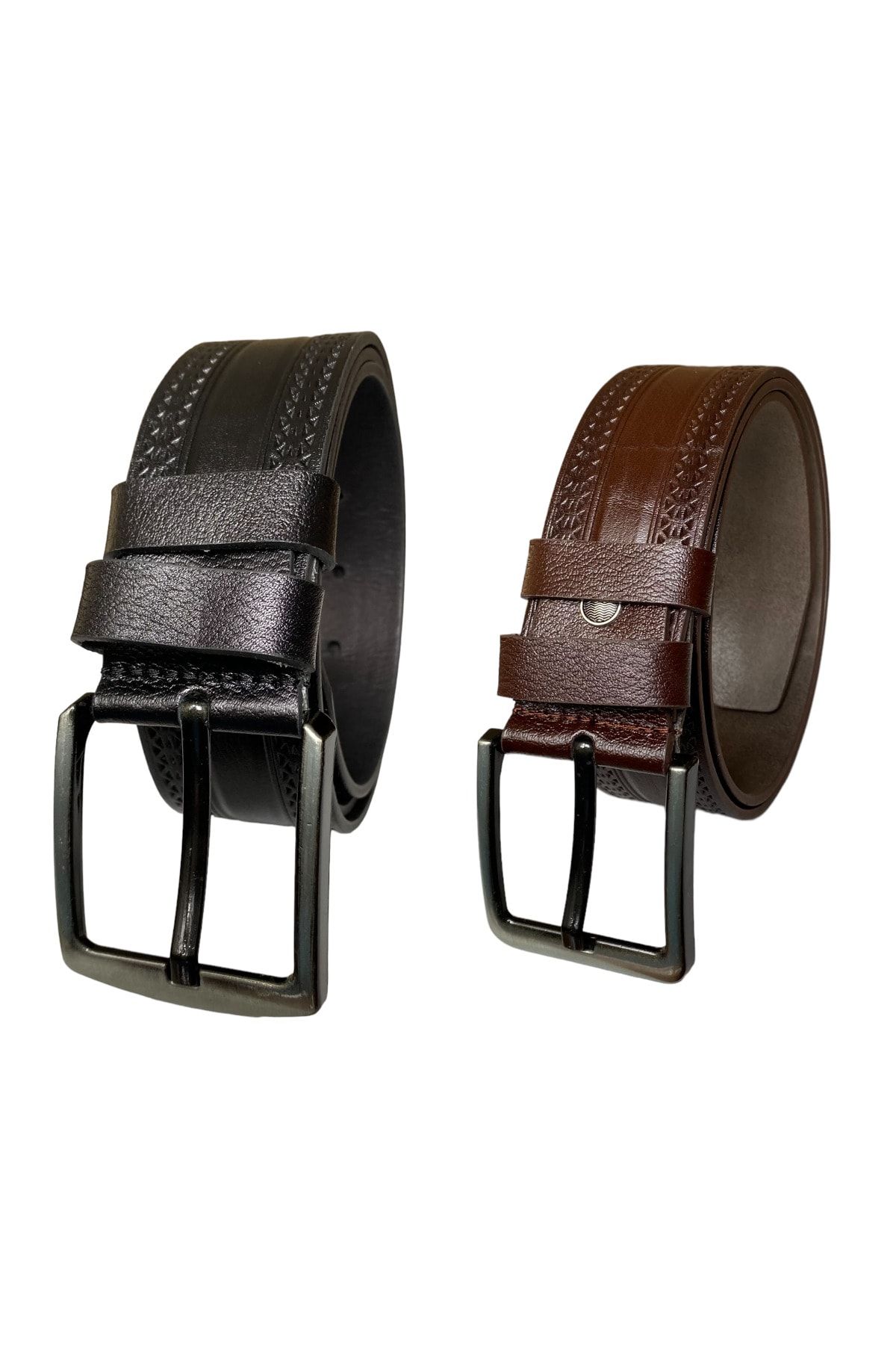 %100 Hakiki Deri 2'li Set 4.5 Cm Tek Parça Kot,spor Kemer Siyah, Kahverengi