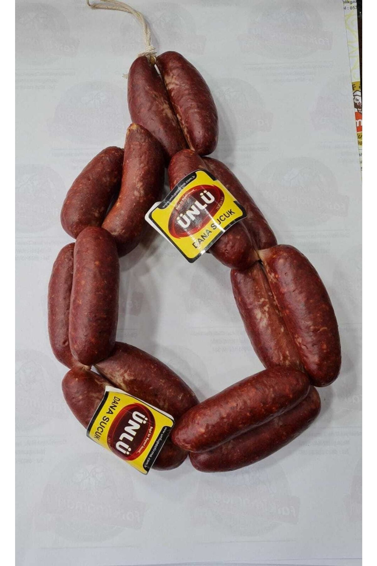 ÜNLÜ SUCUK PASTIRMA Ünlü Doğal Evlik Sucuk %100 Dana 1 Kg.