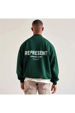 Erkek Yeşil Represent Baskılı Oversize Sweatshirt Blacksokakrepresentsweatshirt