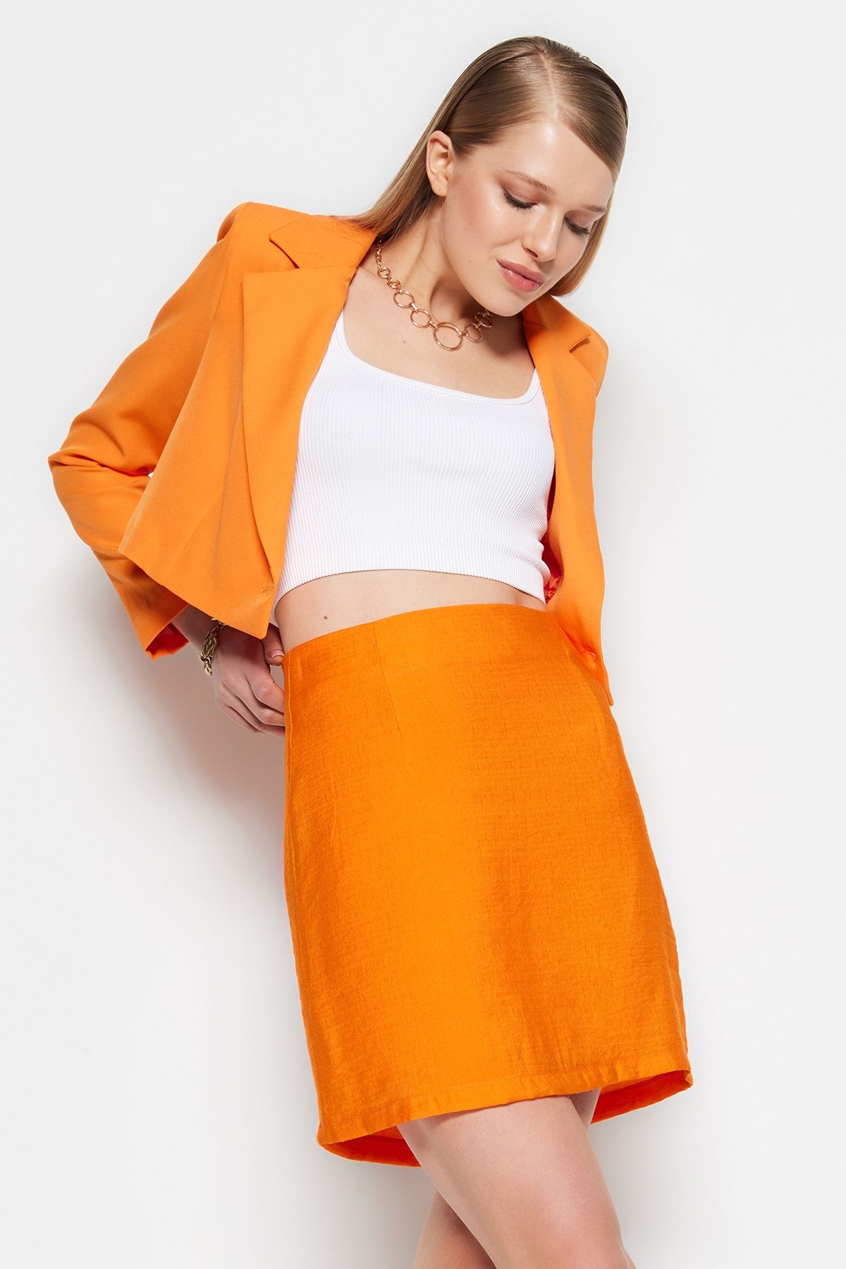 Trendyol Collection Skirt Orange Mini Trendyol