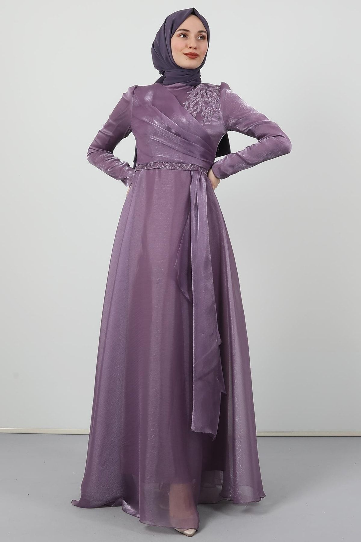 Giza Giyim-Eliza Hijab Evening Dress Lilac 3