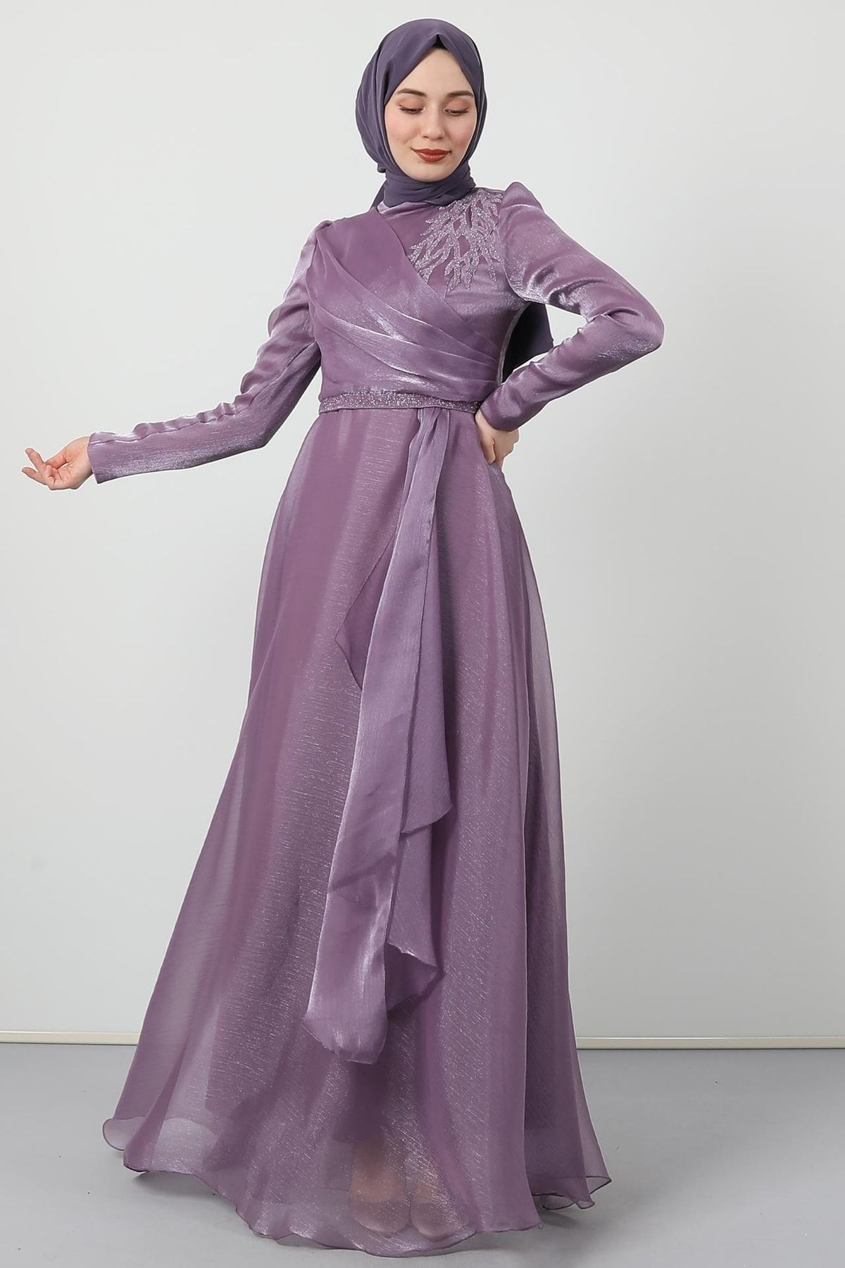 Giza Giyim-Eliza Hijab Evening Dress Lilac 4