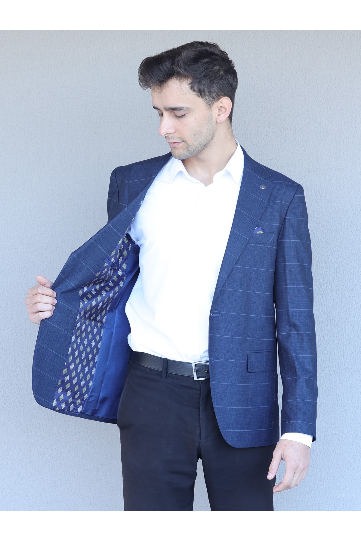 ژاکت مردانه آبی سرمه ای Luisero | 1287 اورجینال - تصویر 2