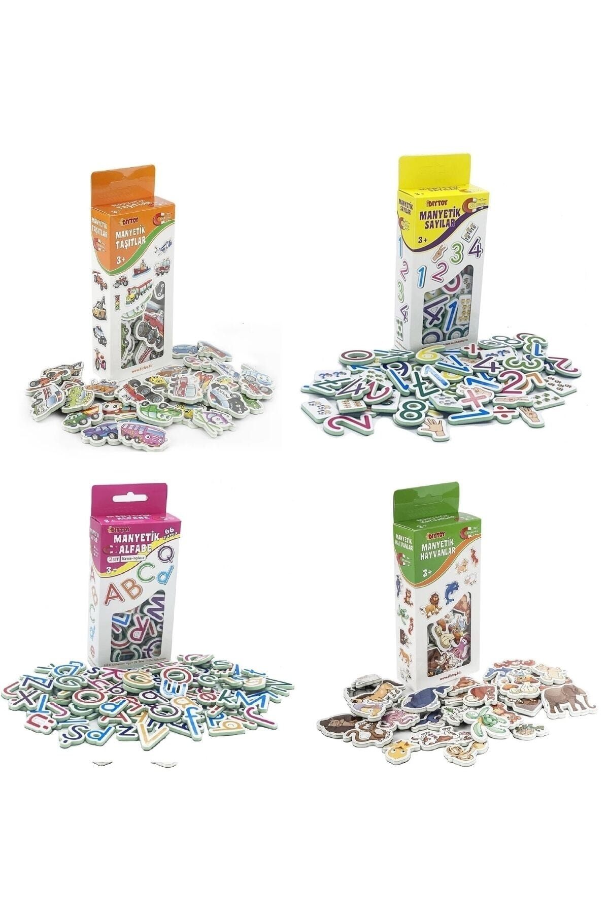 Mıknatıslı Aktivite Kartları Manyetik Sayılar, Taşıtlar, Hayvanlar, Alfabe Set 3+ Yaş 4lü Set