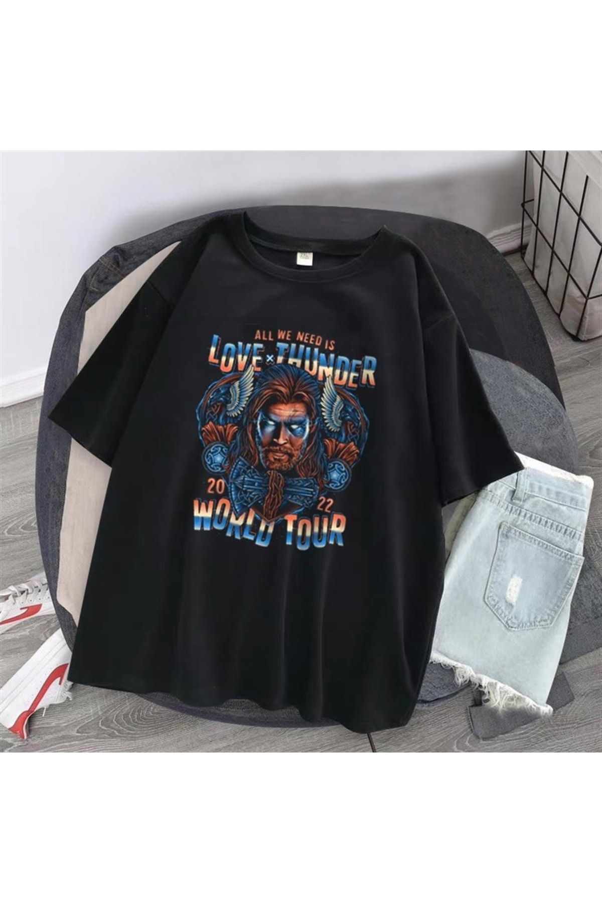 Touz My Vision Thor Love Thunder Black Unisex Oversize T shirt