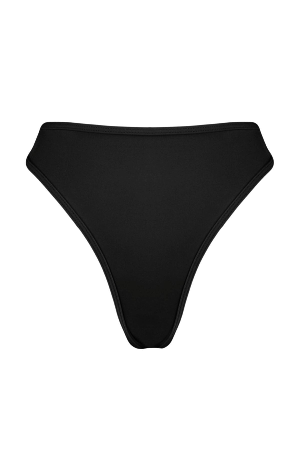 Trendyol Collection-Schwarzer Tanga mit hoher Taille und hohem Beinausschnitt, Bikinihose TBESS23BA00294 7