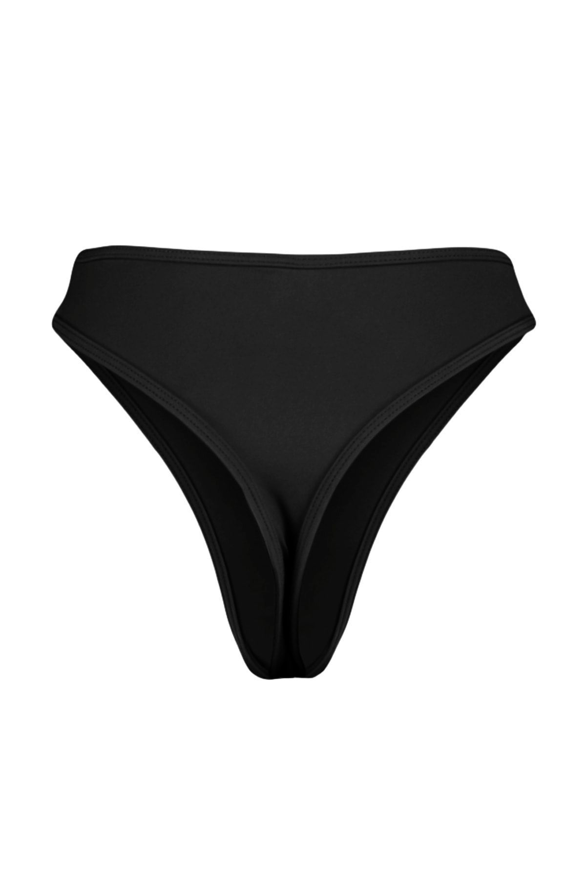 Trendyol Collection-Schwarzer Tanga mit hoher Taille und hohem Beinausschnitt, Bikinihose TBESS23BA00294 8