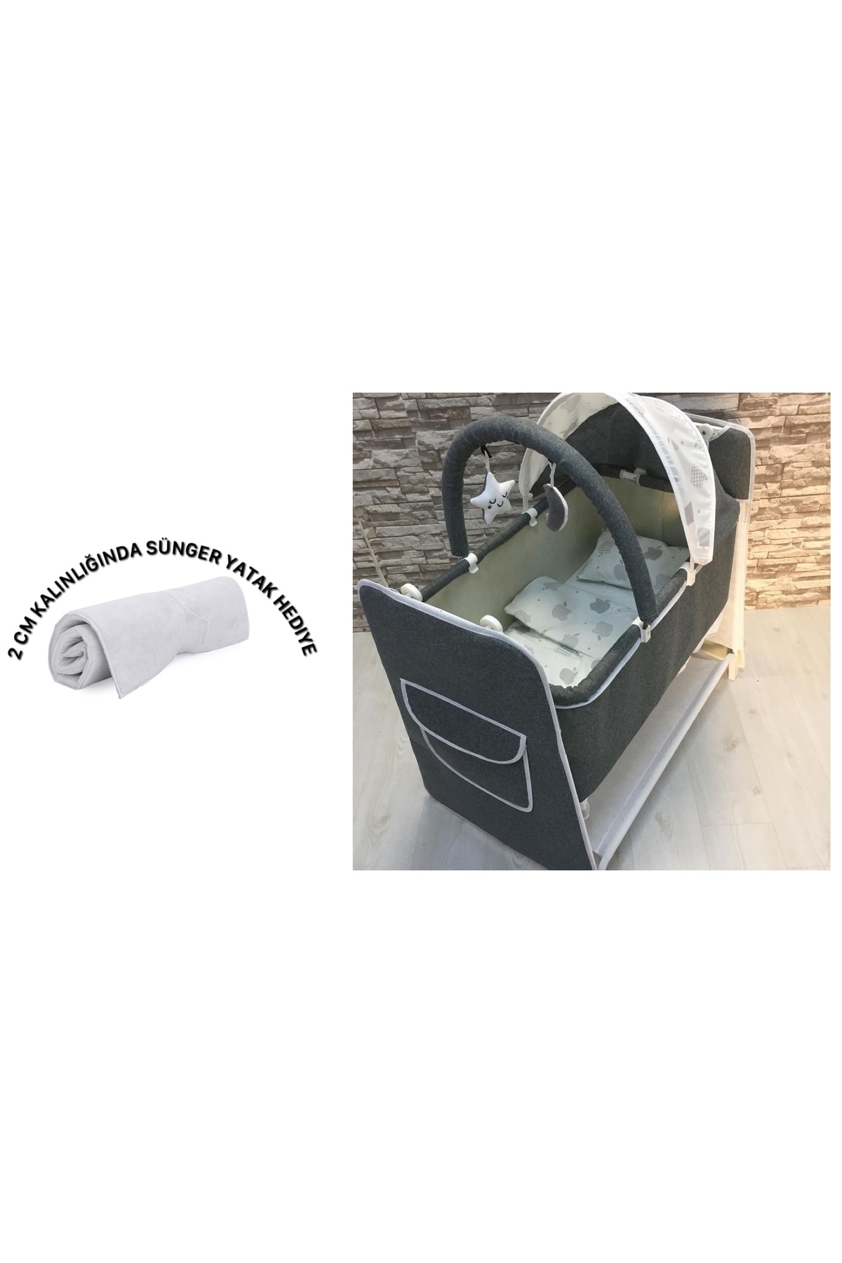 almirakids Lüks Portatif Sallanır Sepet Beşik Hamak Beşik Cepli Oyuncaklı