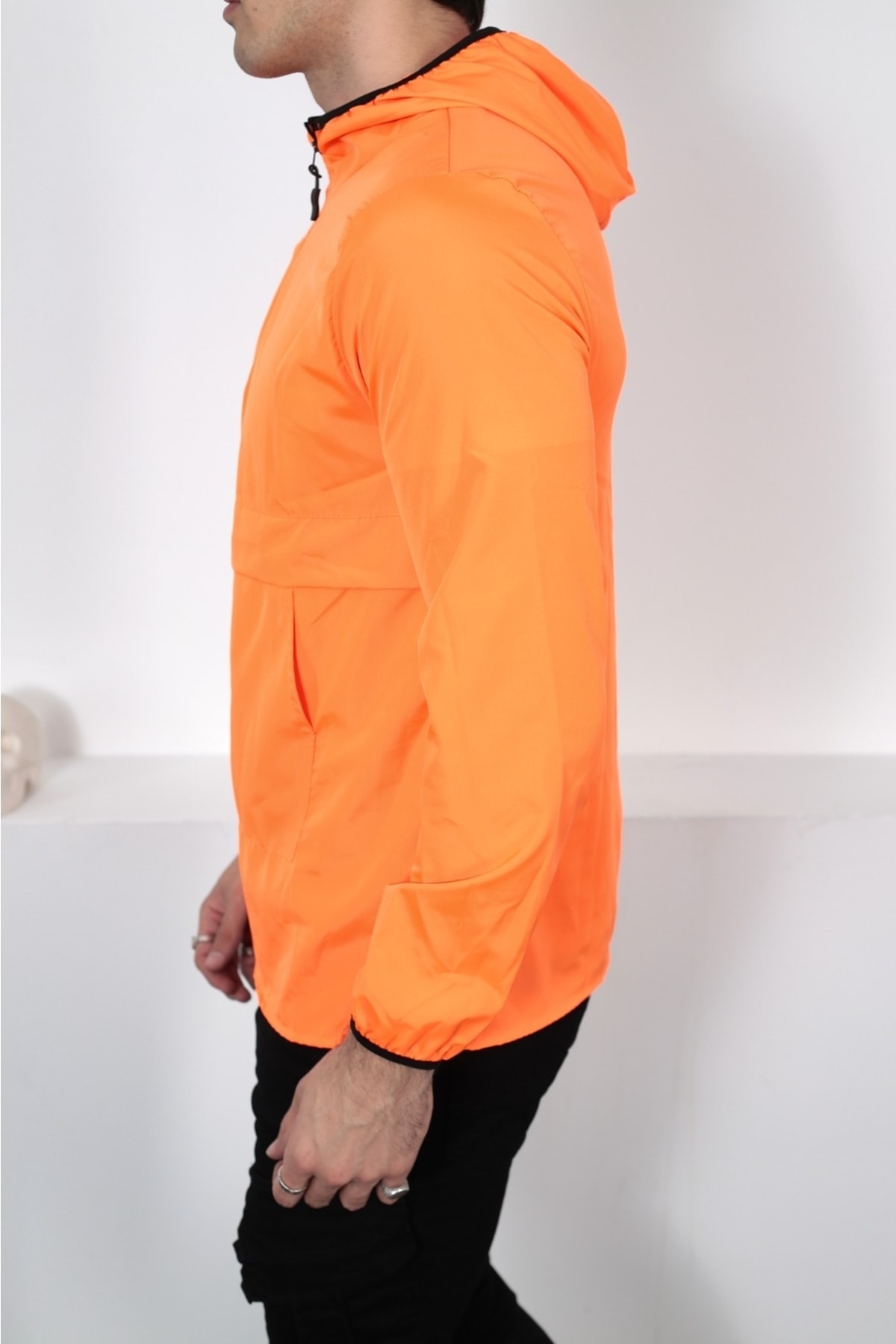 Unisex Ince Kanguru Cep Yağmurluk — نارنجی TYC00696157448 — تصویر 3 از 4