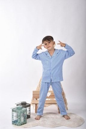 Lemoon Çizgili Düğmeli Çocuk Pijama Takımı C83294