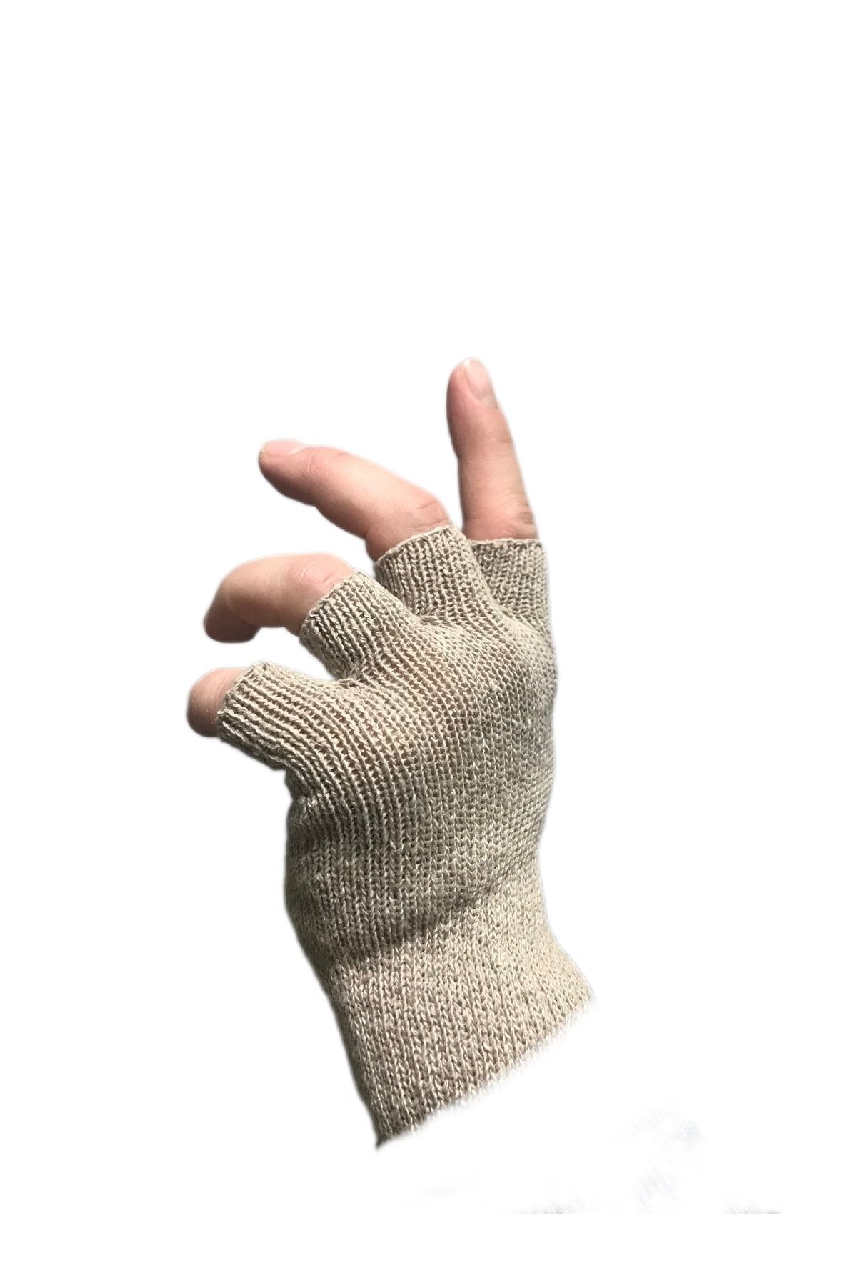 BTL STORE Cut Finger Gloves Men's Women's Fingerless Gloves - Mink