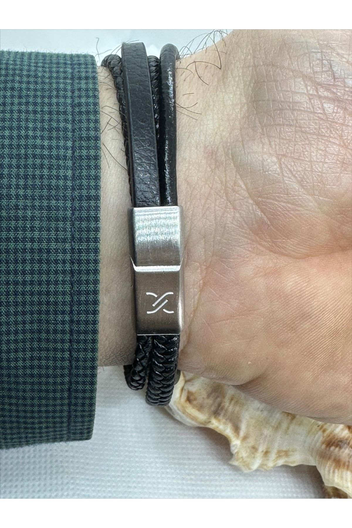 Daniel Klein-Daniel Kelin Leather Strap Steel Surface Men's Sports Bracelet 2