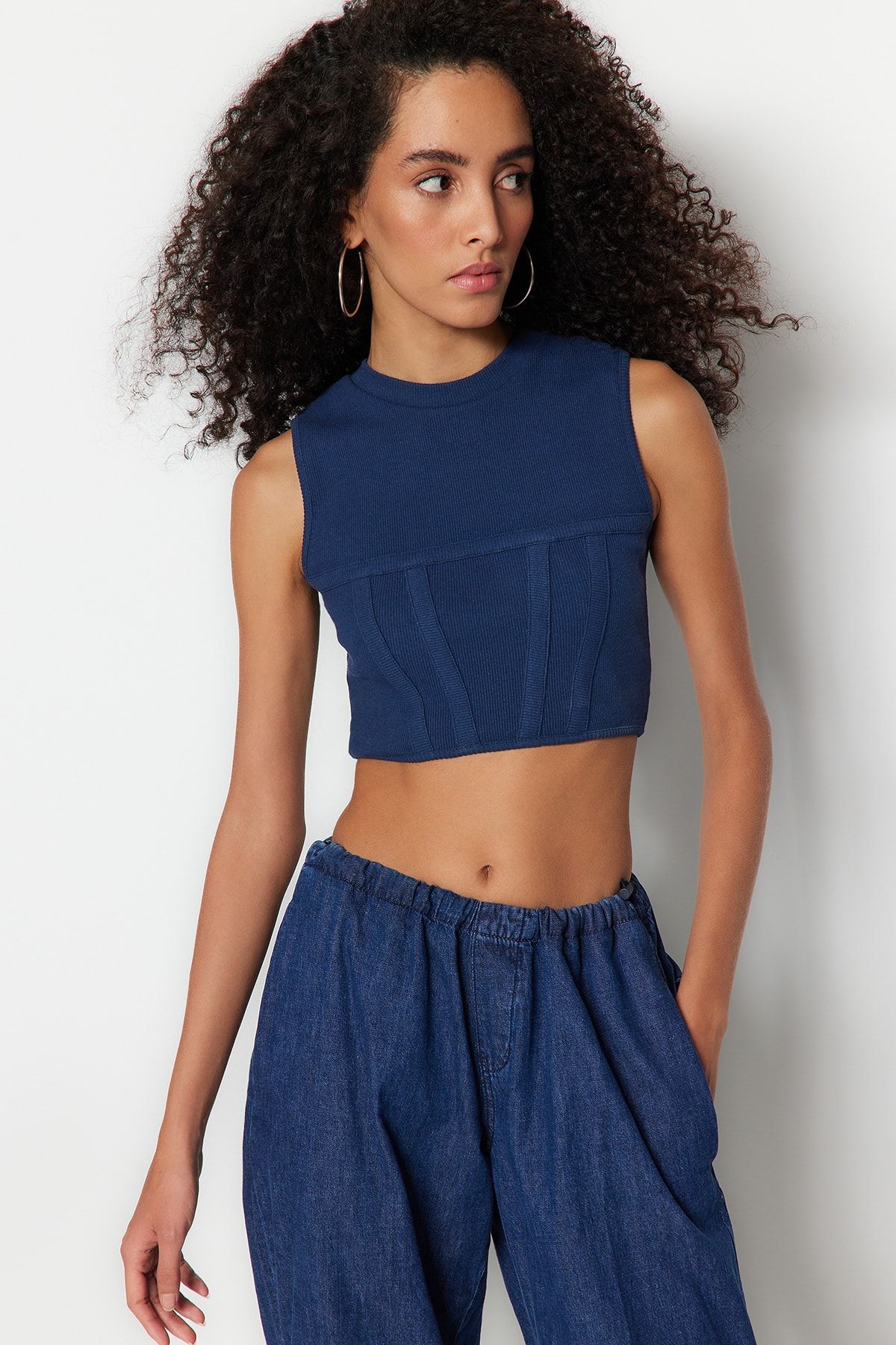 Trendyol Collection Bluse Blau Figurbetont