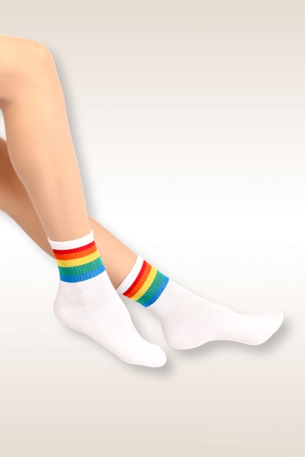 Socks Stores Erkek Kadın Çorap Soket Uzun Corap Renkli Desenli Çoraplar 6 Adet ZN11236