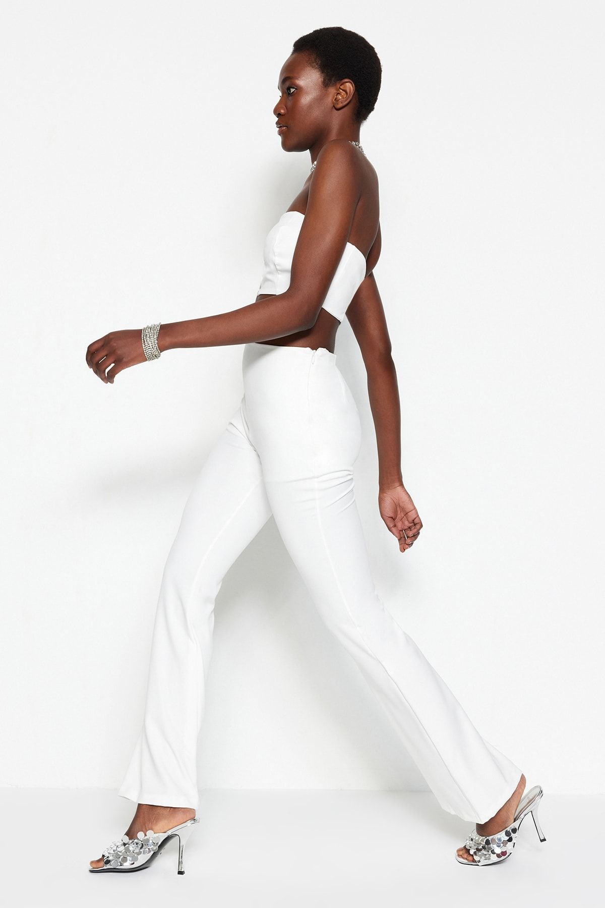Trendyol Collection Ecru Woven Bridal Trousers TPRSS23PL00022