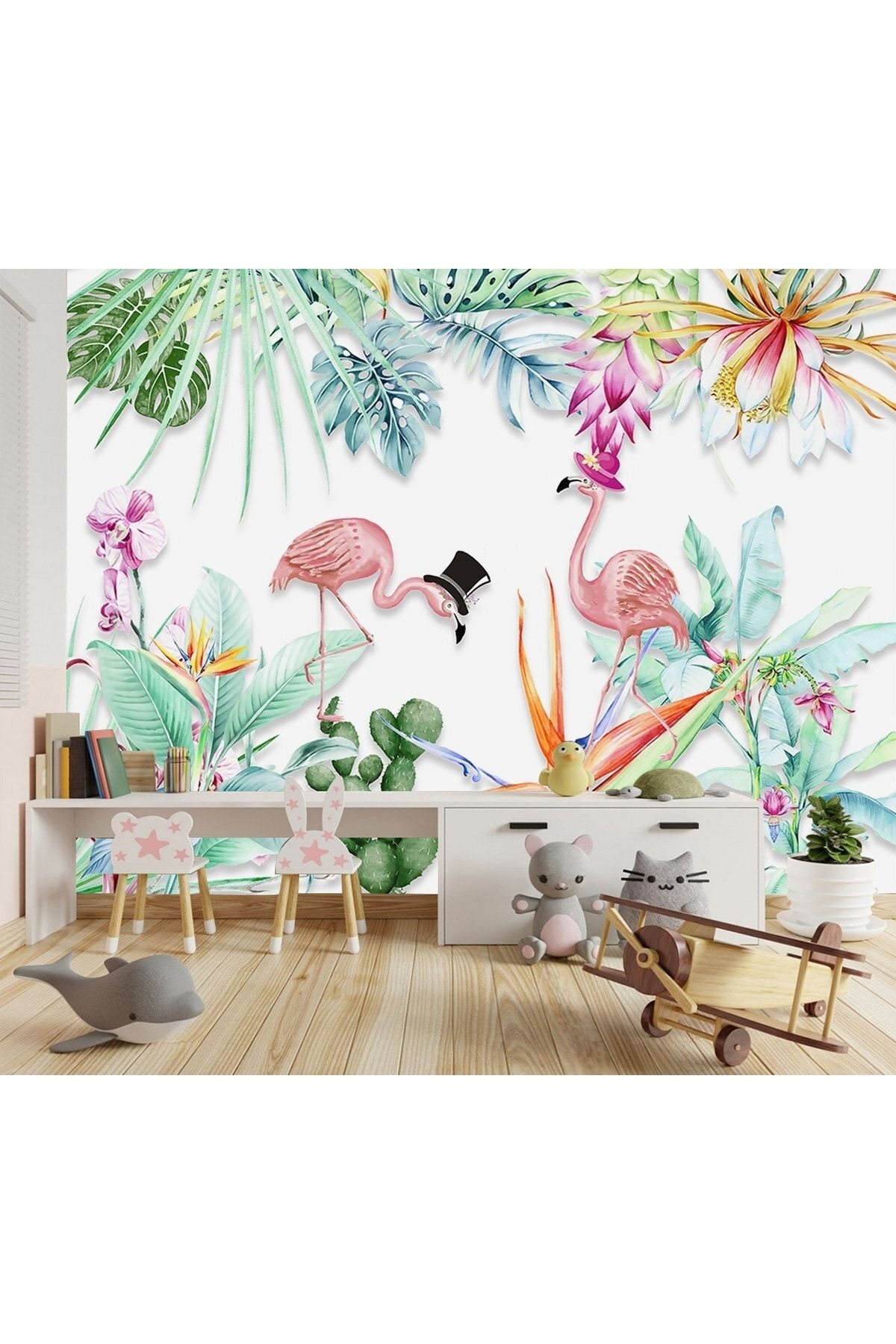 ARSLAN DEKOR-Cute Flamingos Pattern Wallpaper 2
