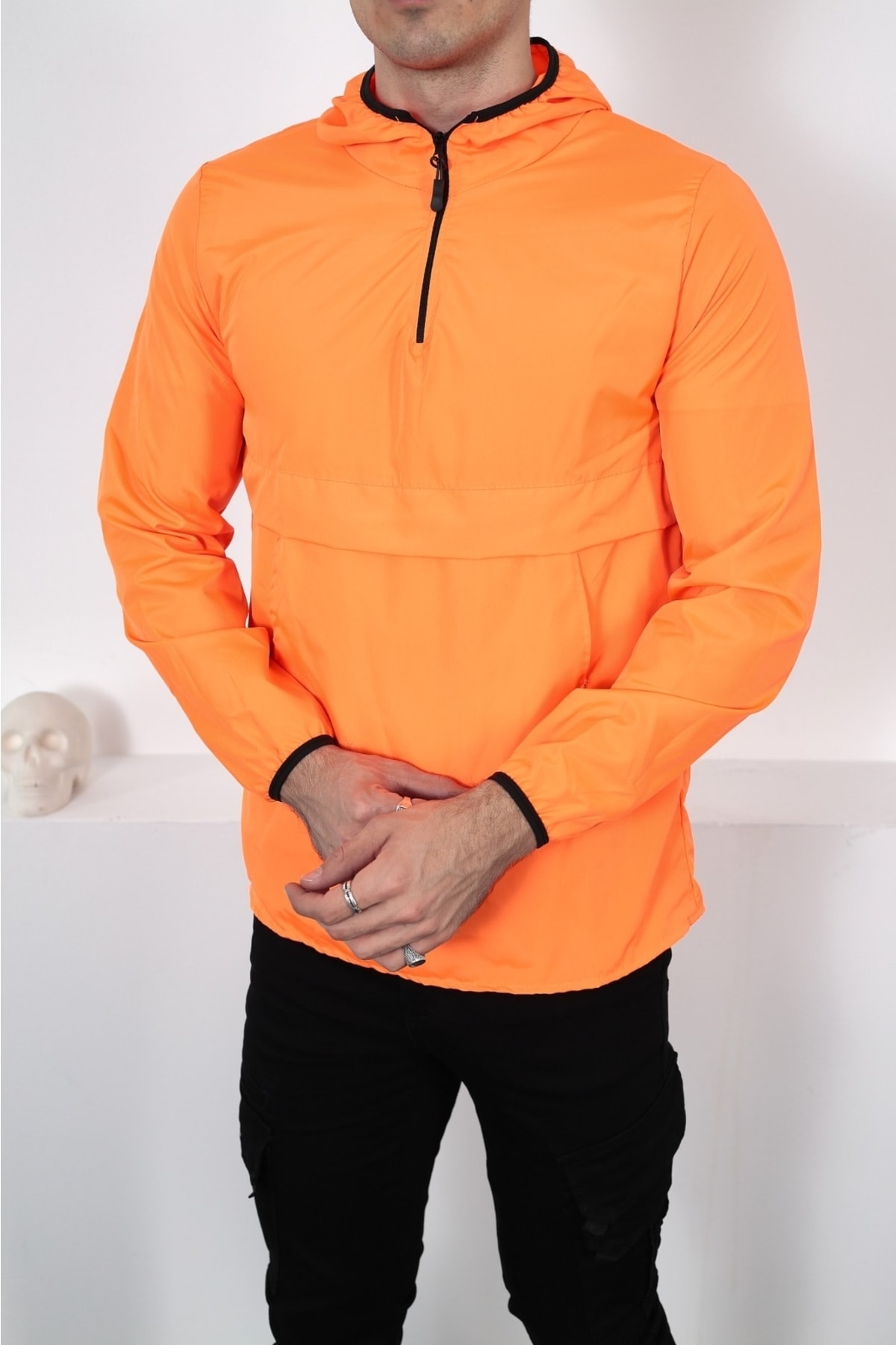 Unisex Ince Kanguru Cep Yağmurluk — نارنجی TYC00696157448