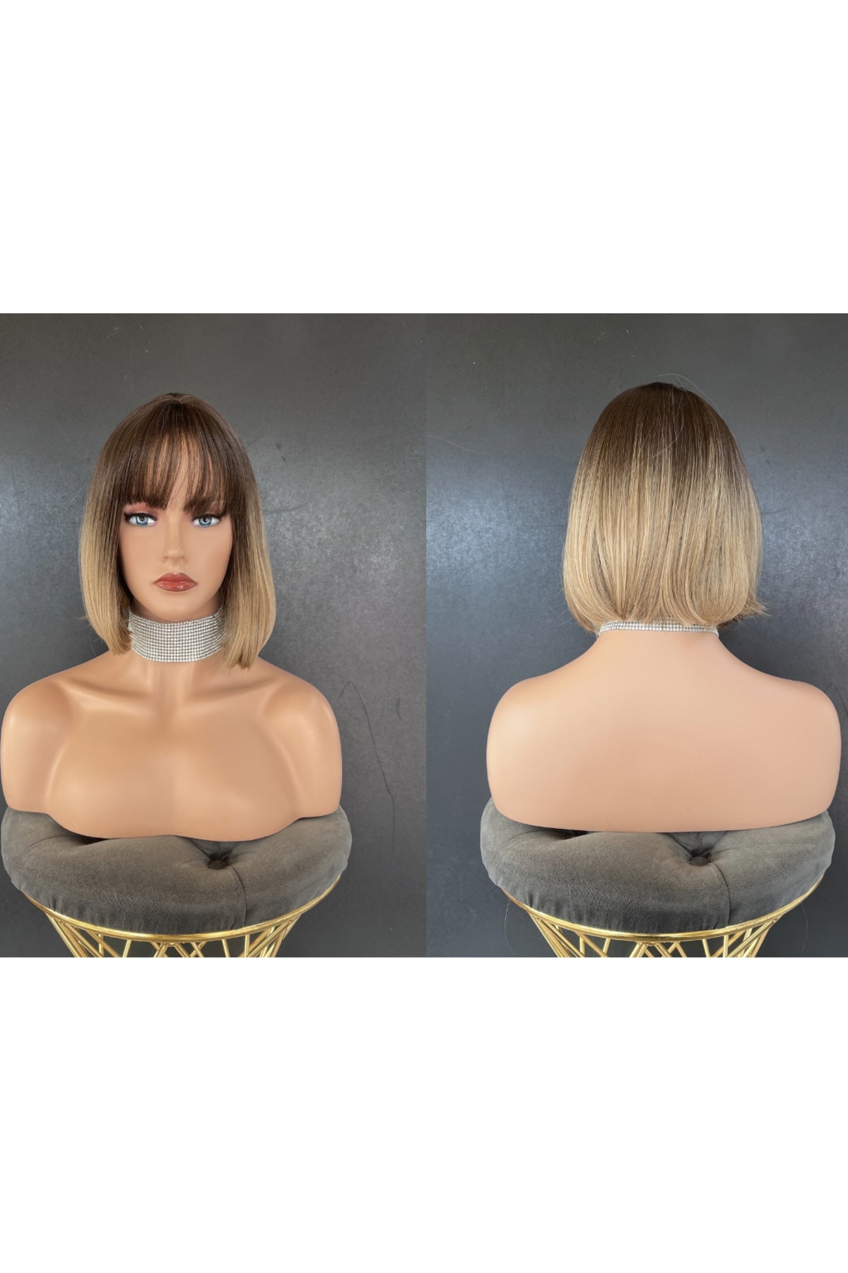 Makromehome Luxury Kahve Bebek Sarı Kısa Küt Perçemli Peruk