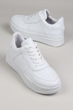 Beyaz - Kalın Taban Günlük Rahat Kadın Sneaker Spor Ayakkabı 30020