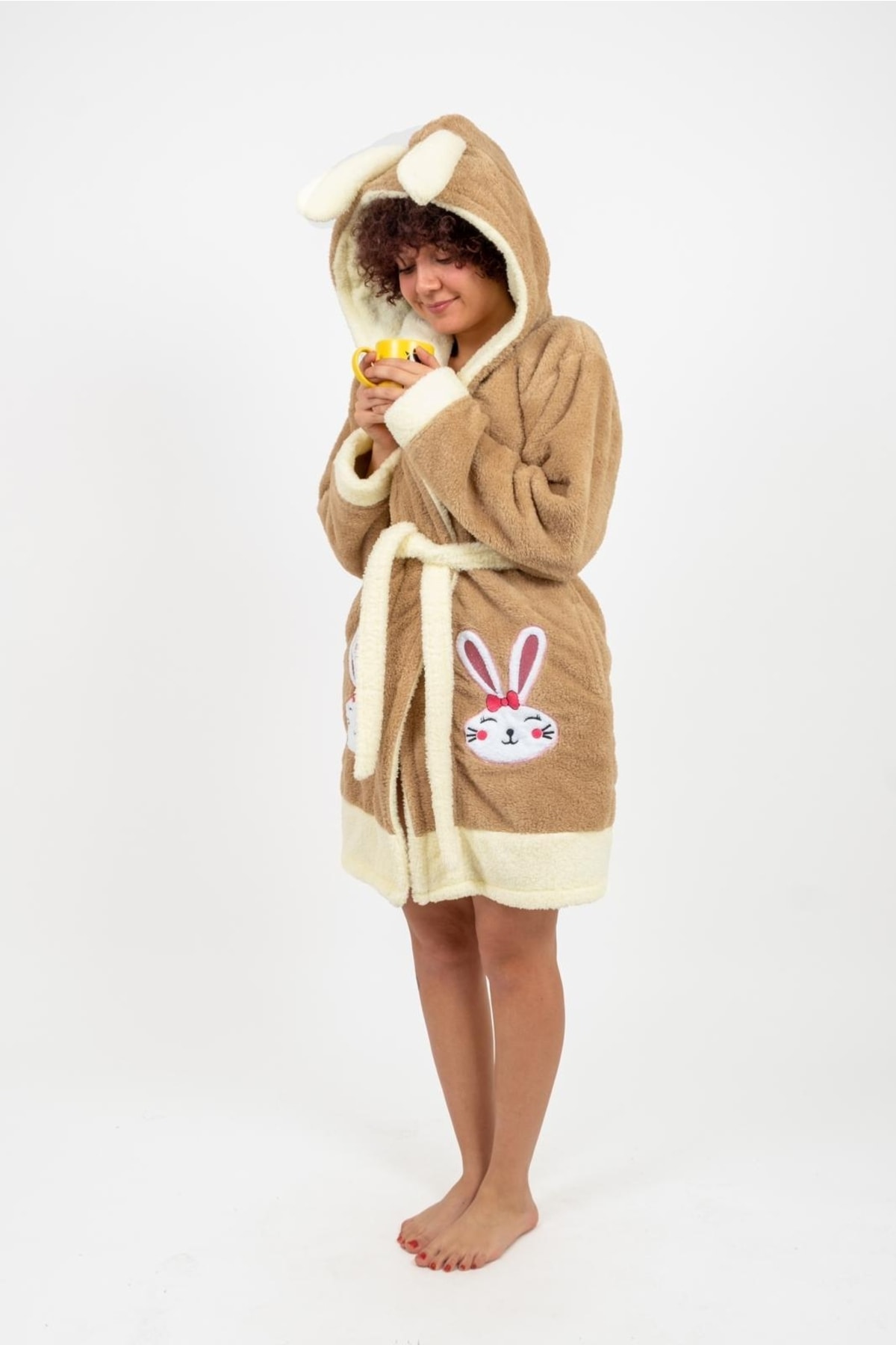 WELSOFT RABBIT EMBROIDERED ROBE WITH HOOD