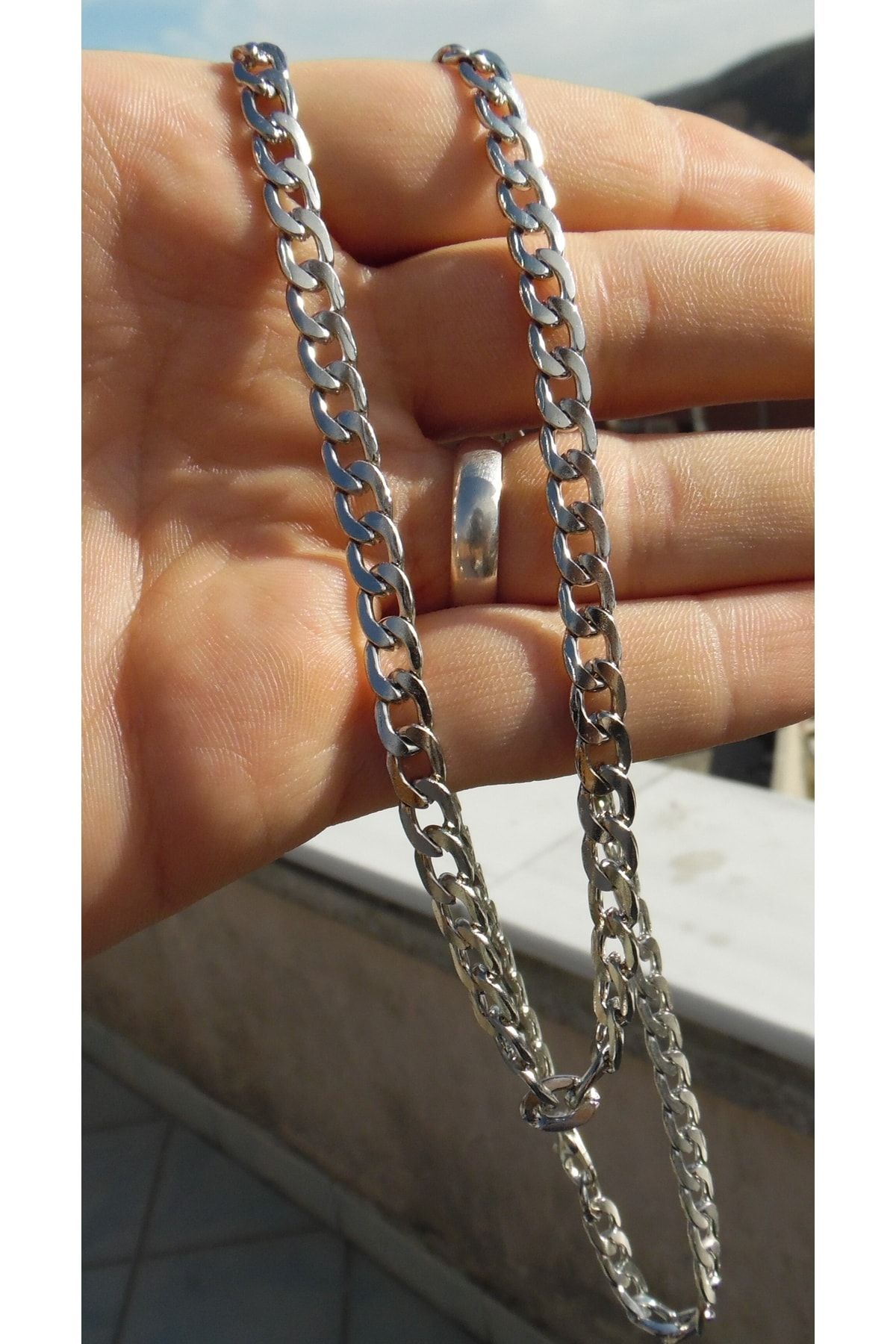 dergavud 925 Silver Plated Cuban Chain Necklace Bracelet Set