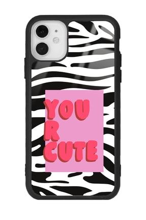 Iphone 11 Uyumlu Zebra Desenli You R Cute Tasarımlı Glossy Telefon Kılıfı IP11-G-238