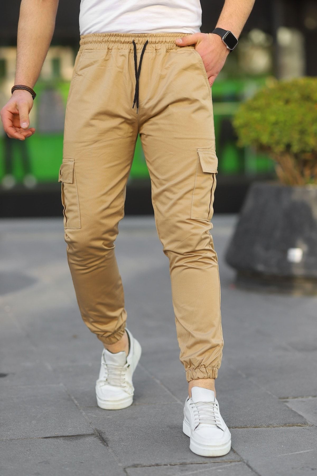 Mens slim fit clearance khaki cargo pants