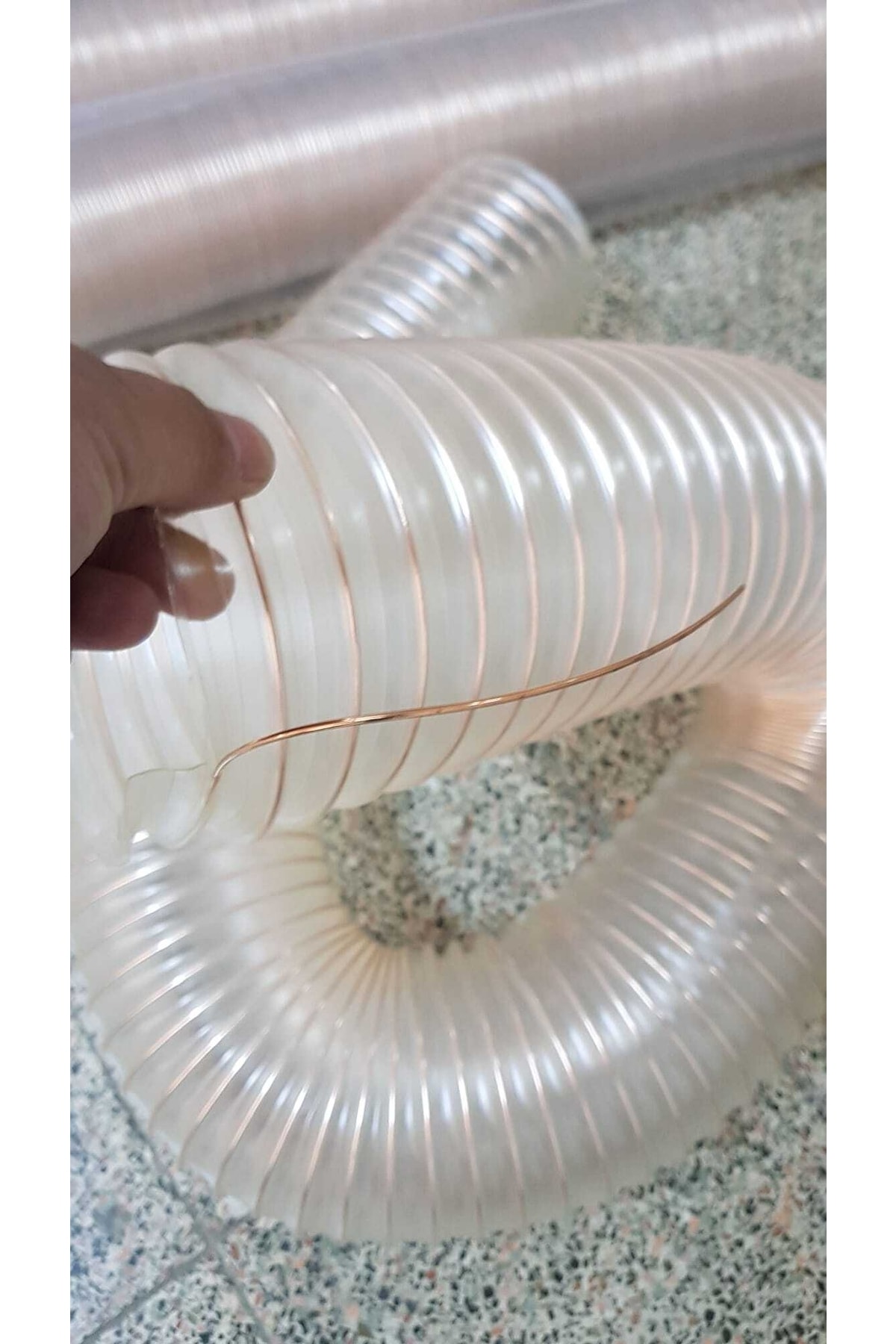 Megafleks Poliüretan Bakır Telli Şeffaf Hortum 63mmx3mt Pu 070 Toz Talaş Emiş