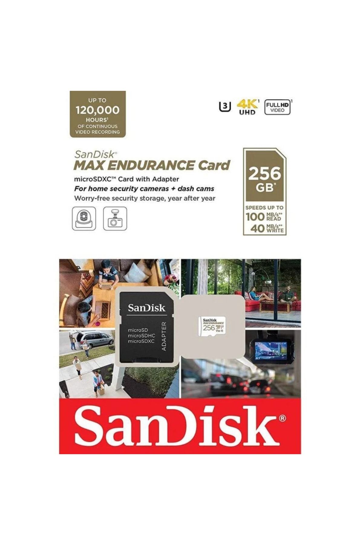 SanDisk-Max Endurance 256Gb - 100/40Mb/S Memory Card with Microsdxc C10 V30 Adapter 5