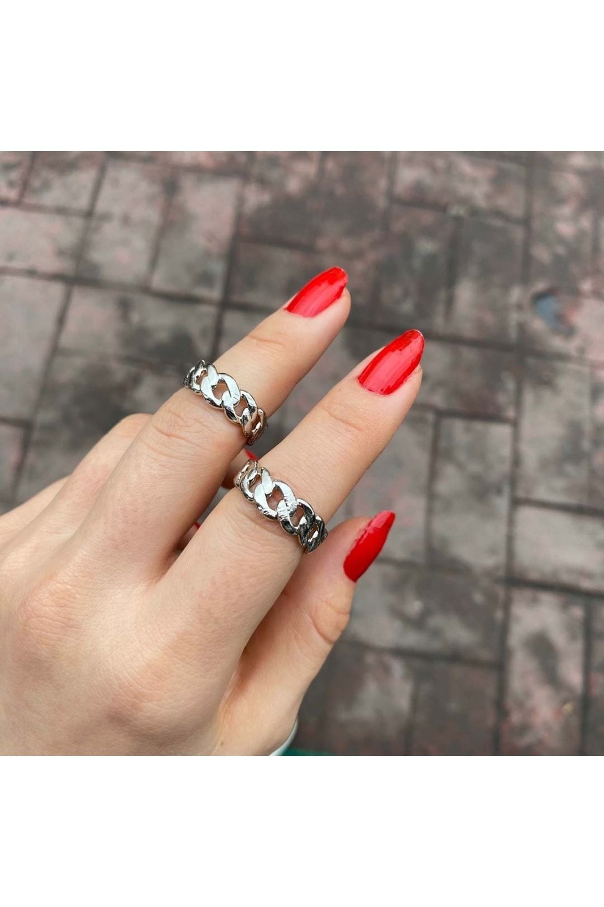 Double ring with chain sale