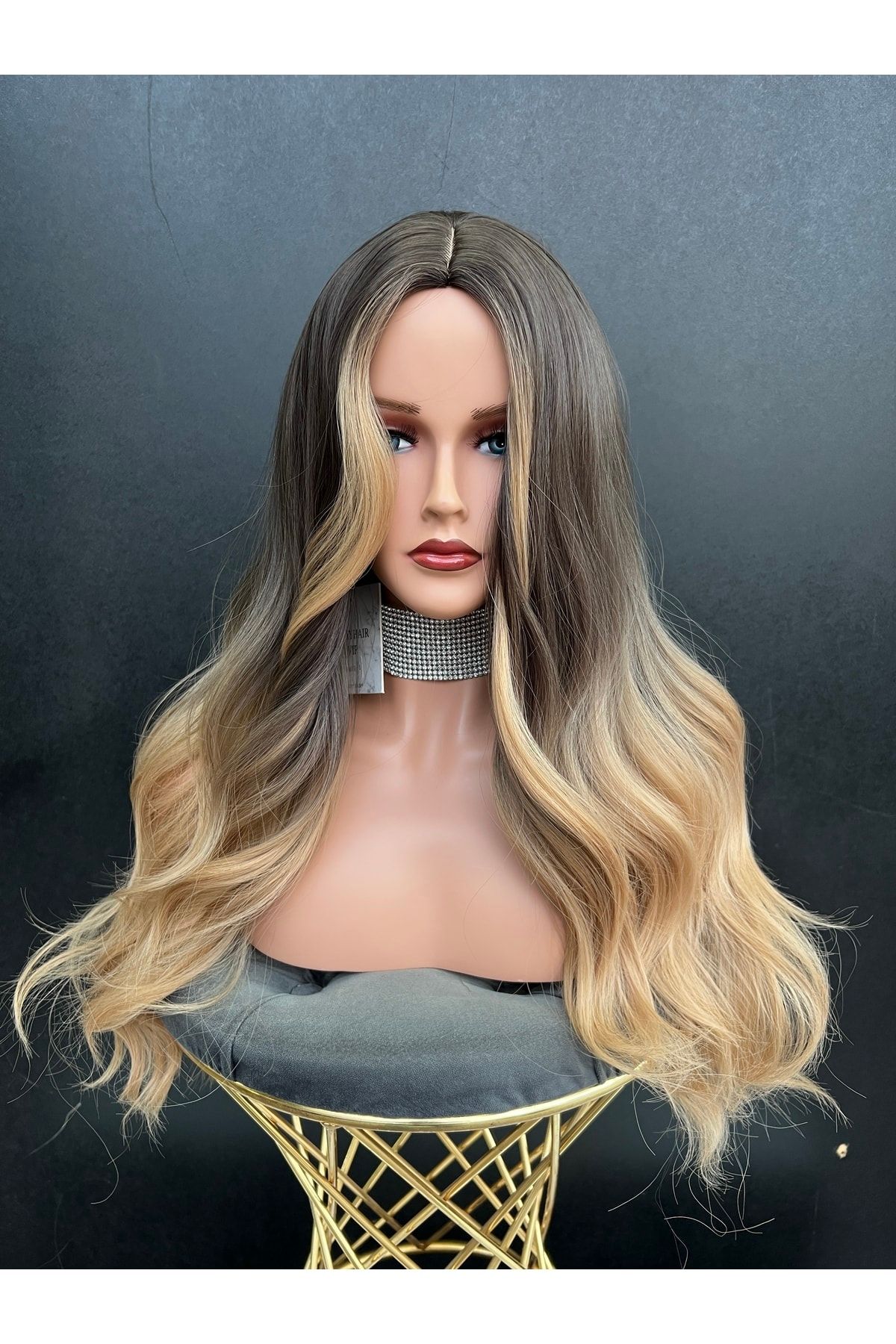 REMY HAİR Exclusive Luxury Koyu Kumral Bal Sarısı Ombreli Peruk