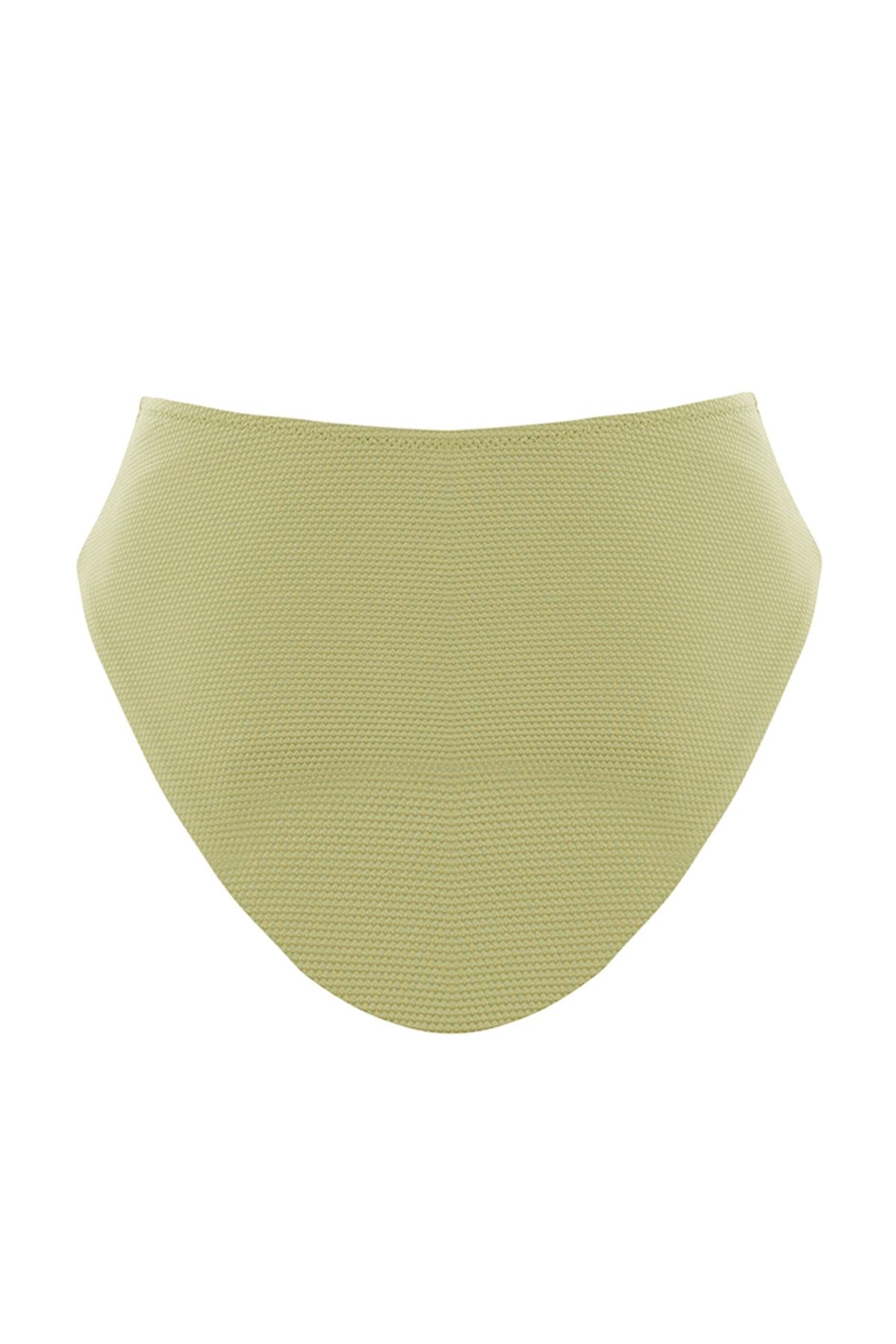 Trendyol Collection-Zöld textúrájú magas derekú normál lábú bikini alsó TBESS23BA00121 8