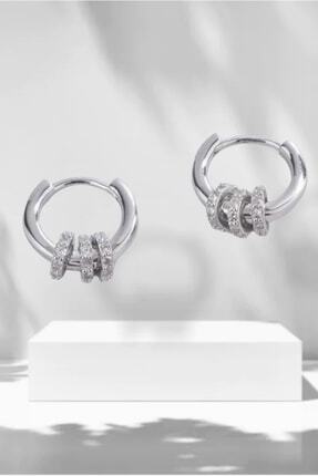 gleam Çelik Küpe Paslanmaz Taşlı Gümüş Renk 11130