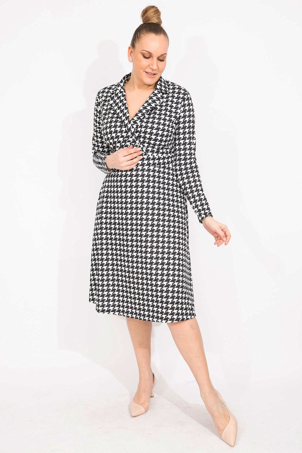 Houndstooth wrap dress top