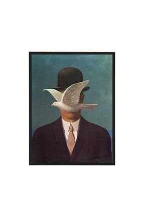 Magritte Man In A Bowler Hat Çerçeveli Poster Tablo 30x40cm Siyah Çerçeveli ARTSH13