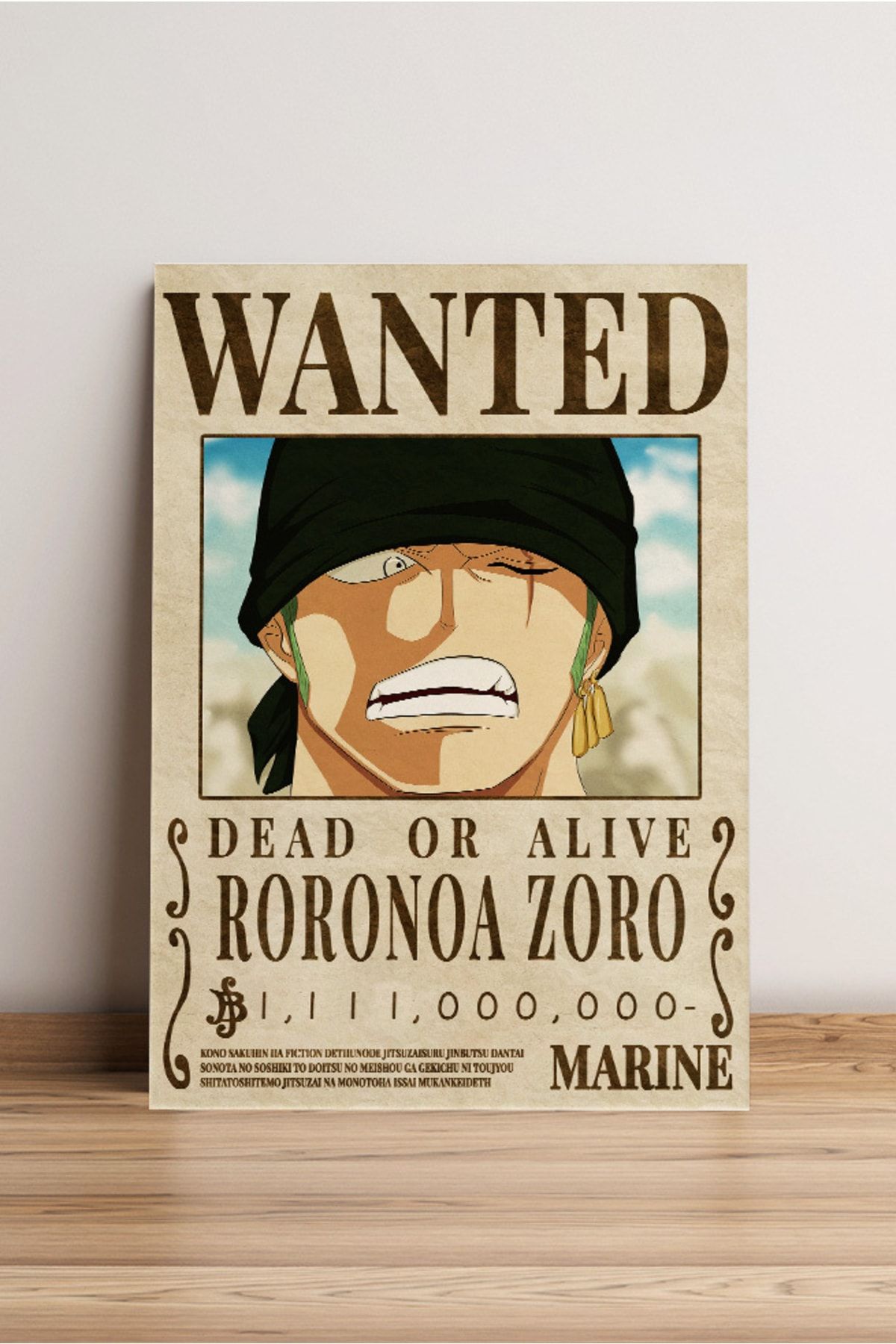 DuoArt Wanted Roronoa Zoro One Piece Anime Poster - Yüksek Çözünürlük Hd Duvar Posteri VB10873
