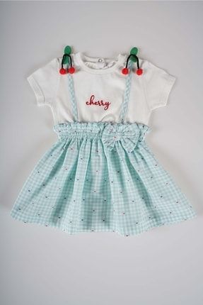 Yeni Sezon Kiraz Modelli Kız Bebek Pamuk Elbise MNKKDS-0627
