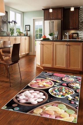 Desenli Renkli Dijital Baskı Yıkanabilir Kaymaz Taban Modern Mutfak Halısı. mtf95