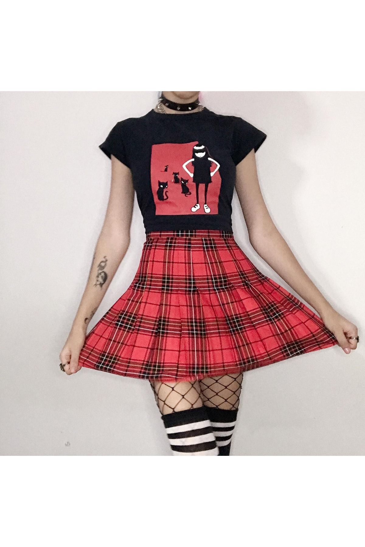 Dark plaid skater on sale skirt