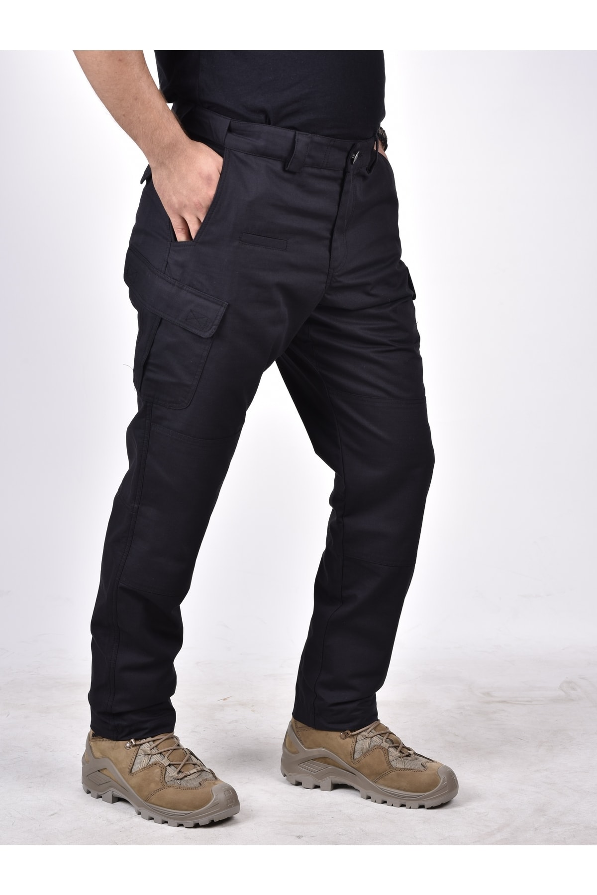 Seba Collection Erkek Siyah Likrasız Ripstop Outdoor & Spor Giyim Taktik Pantolon