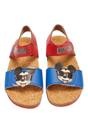Mickey Mouse Baskılı Kırmızı Mavi Çocuk Sandalet KIRMIZIMAVİMICKEY