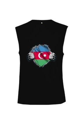 Azerbaycan,azerbaijan,azerbaycan Bayrağı,azerbaycan Logosu. Kesik Kol Unisex Tişört TD314966