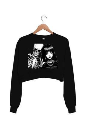 Kadın Gothic Girl Kadın Crop Sweatshirt TD308418