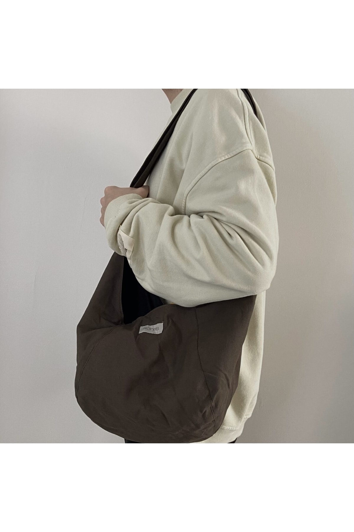 RONASBAG Luna Bag Haki Çıtçıtlı Çanta Ayarlanabilir Çapraz Askılı Omuz Ve Kol Çantası görsel 2