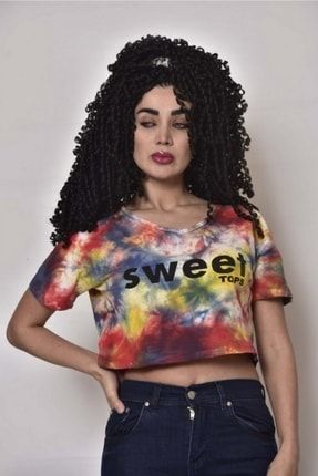 Salaş Tasartım Sweet Tops Renkli Crop T-shirt STK898